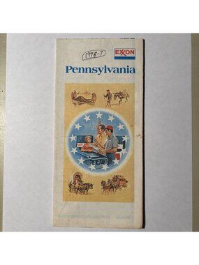 Vintage Exxon Oil Gas Pennsylvania State US Travel Tourism Road Map 1976-77